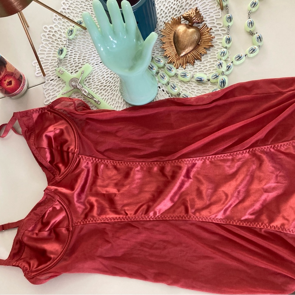 Forever 21 Brick Red Satin Chemise